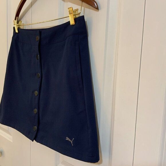 Puma Way 1 Navy Blue Button Front Cotton Tennis Golf Skort Pockets Size 2 - Picture 4 of 11